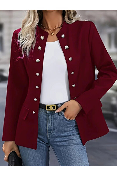 nedo7 Women's Long Sleeve Court Collar Front Buttoned Short Atlas Jacket