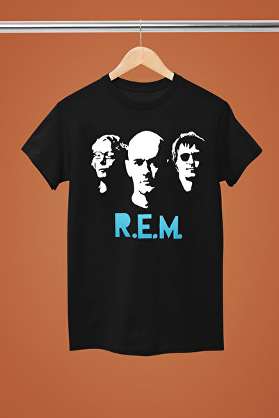 MAGORS آر.إي.إم. تيشيرت روك قطني مطبوع بأكمام قصيرة وقصة عادية