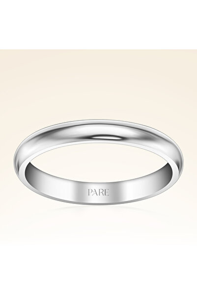 Pare Pırlanta Platin İnce Bombeli 3mm Kadın Alyans