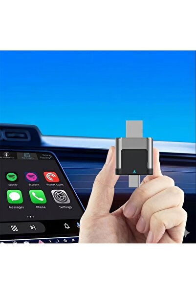 Techmaster Kablosuz CarPlay ve Android Auto Adaptörü Mini Ergonomik 2in1