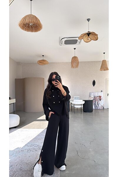 Buket Teke Black Snap Detailed Modal Set