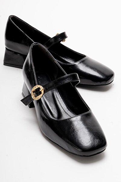 CCWAY AYAKKABI Pantofi cu toc cu vipușcă pentru femei; NEGRU ȘIȚIT