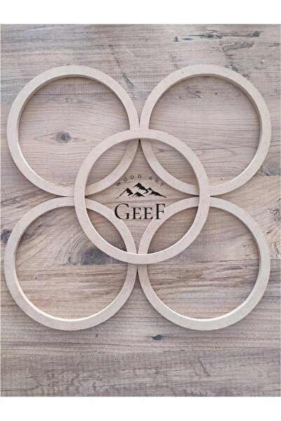 Geef Wood Art Ham Mdf Vidasız 17.5cm(1cm EN) Çapında 5 Adet Kasnak Düş Kapanı...