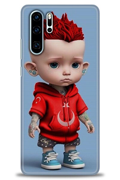 Rulet Aksesuar حافظة متوافقة مع هاتف هواوي P30 Pro HD مطبوع + واقي شاشة سيرام...