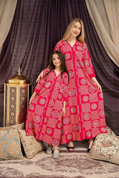 AFandina جلابية الام والبنت راقية بقصة واسعة ونقشة مميزة لأسلوب متفرّدSM -43