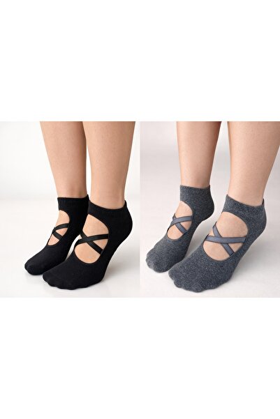 shefox 4 Pairs Women's Abs Printed Non-Slip Ankle Yoga Pilates Socks Bykatimino