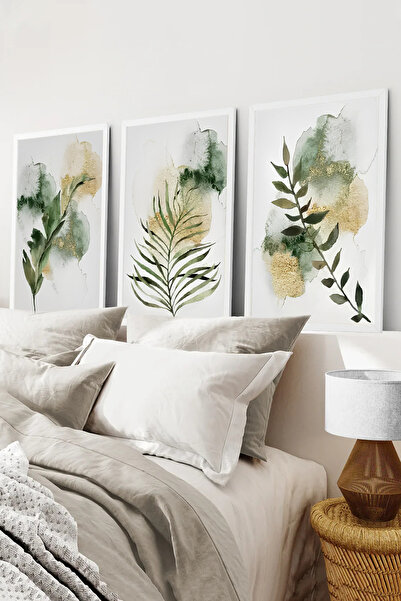 kutuTR Beyaz Çerçeveli 2D UV Baskı 3’lü MDF Tablo Set – Modern Minimal Duvar ...