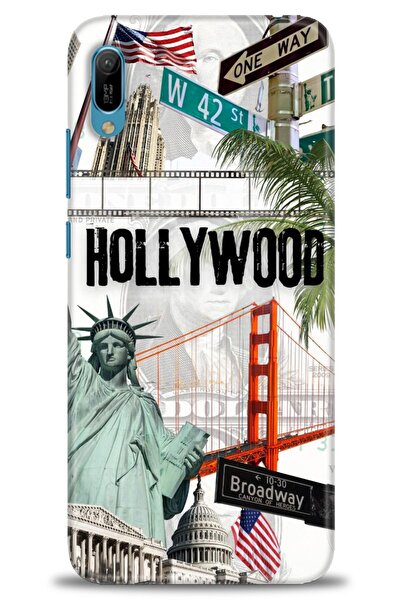 Rulet Aksesuar حافظة متوافقة مع هاتف هواوي Y6 2019 HD مطبوع + واقي شاشة سيرام...