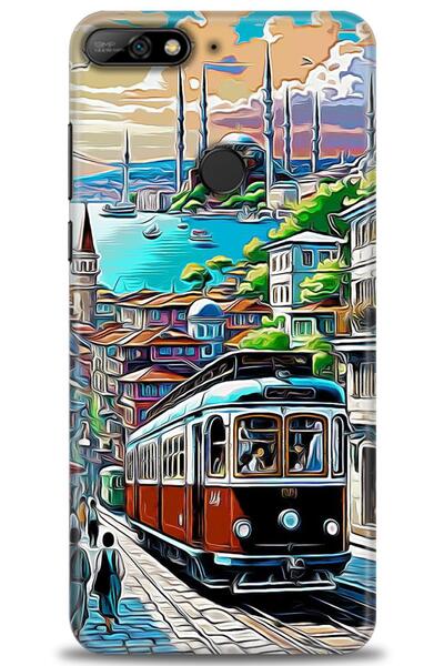 Rulet Aksesuar غطاء متوافق مع هاتف هواوي Y7 2018 HD مطبوع - غطاء سيليكون مصمم...