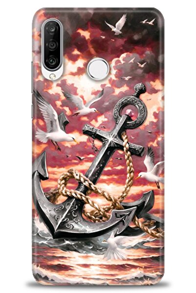 Rulet Aksesuar غطاء متوافق مع هاتف هواوي P30 لايت HD مطبوع - غطاء سيليكون بتص...