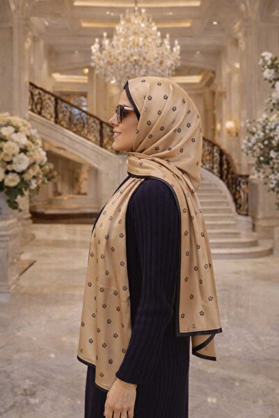 tomrisboutique شال حريري فاخر من الفوال، حجاب، وشاح، شال بنمط زهور، 70 × 180 سم