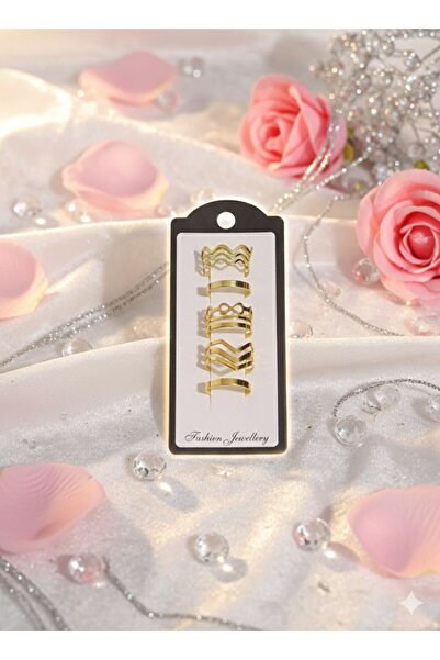 Shiklik مجموعة من 5 خواتم نسائية ذهبية اللون قابلة للتعديل بأشكال هندسية