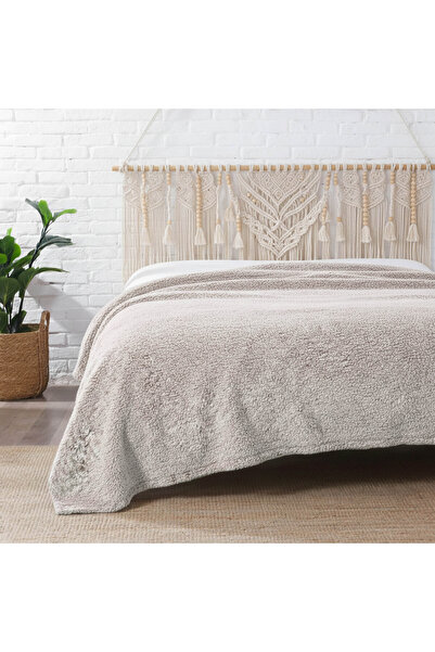 Dolce Bonita Home Wellsoft Sherpa Blanket 200X220 Beige - with Sleep Band Gift