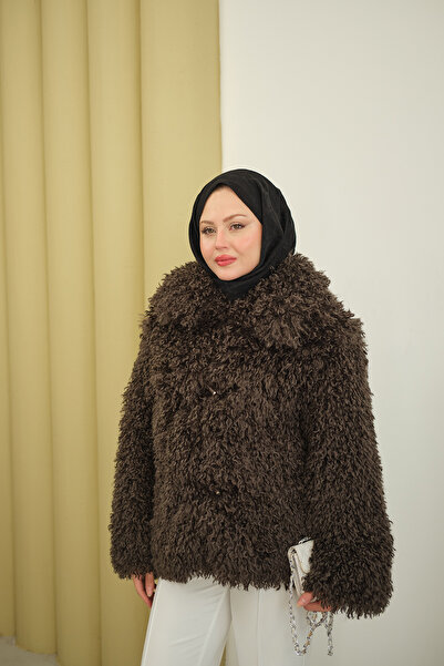 LOCCO Women's Curly Lined Fur Brown