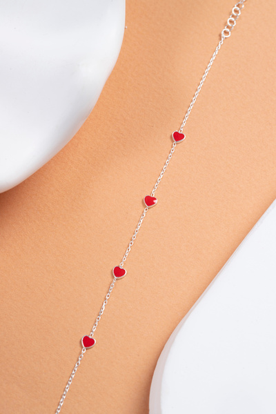 Elika Silver 925 Ayar Gümüş Minimal Mineli Kalp Serisi Bileklik