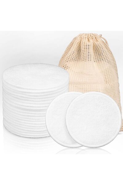 Yelajoy 15 قطعة قطن دائرية قابلة لإعادة الاستخدام مع حقيبة غسيل من