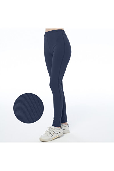 ASN concept Women's Corded Fabric Navy Blue Color Knitted Leggings (with Plus Size Option)