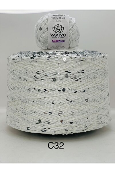 VAVIVO HANDKNITTING YARNS VAVIVO GALAXY 3+6 MM İRİ PULU PAYETLİ EL ÖRGÜ İPİ V...