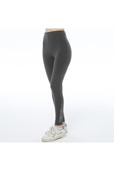 ASN concept Women's Leggings with Lace Detail on the Legs, Knitted Anthracite Leggings (Available in Plus Size)