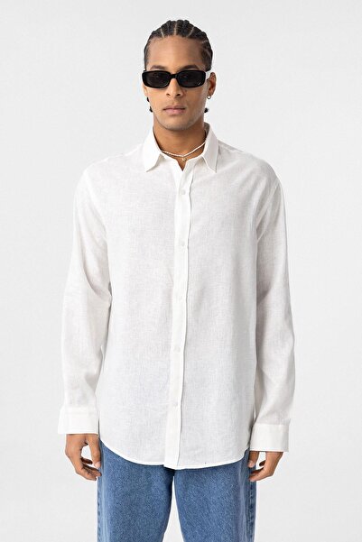 VAMOSCLO Basic Oversized long sleeve linen shirt natural