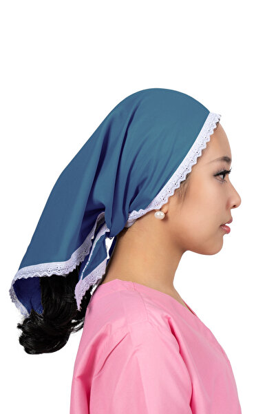 ABSHIR وشاح مربع، قماش دانتيل أبيض ناعم، غطاء رأس/مربية/جليسة أطفال/خادمة منز...