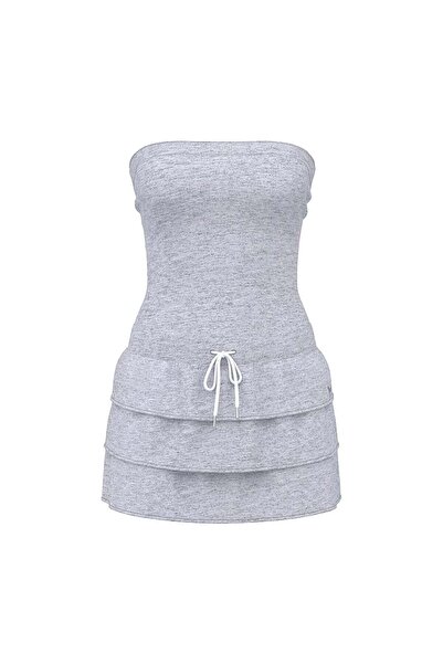 PİNK Ivy Terry Straplez Elbise Kat Kat Mini Elbise