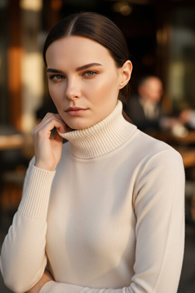 Mandala Tekstil Kadın Basic Triko Tam Balıkçı Kazak