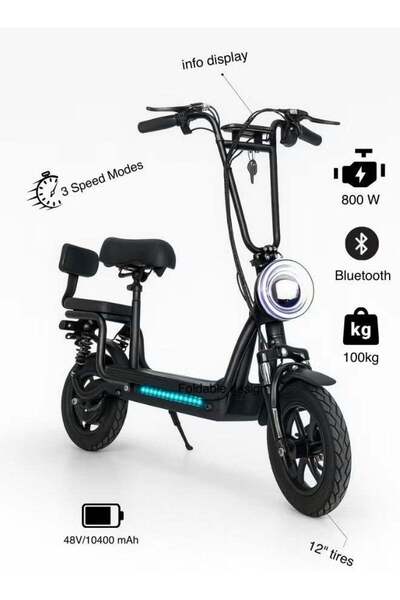 squar eofjoy Electric Scooter with Extra Seat and Storage Basket