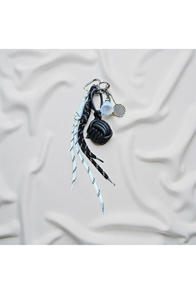 Xui Tasarım Siyah Deri Toplu Ve Tenis Raket Detaylı Çanta Charm’ı &Anahtarlık...