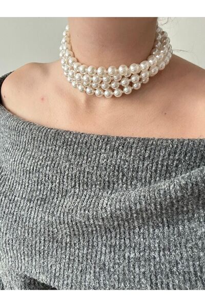 Unzilee قلادة موديل ماركة سارمال مرصعة باللؤلؤ