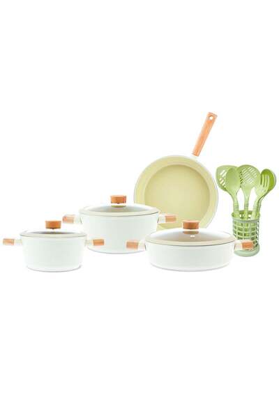 AVCI HOME MAKER Homemaker Swiss Crystal 13-Piece Ceramic Cookware Set with Utensils