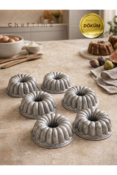 CHEFTİME 6'lı Gri Mini Dilimli Kek Kalıbı