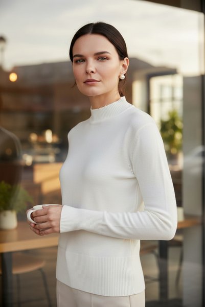 Mandala Tekstil Kadın Basic Triko Yarım Balıkçı Kazak