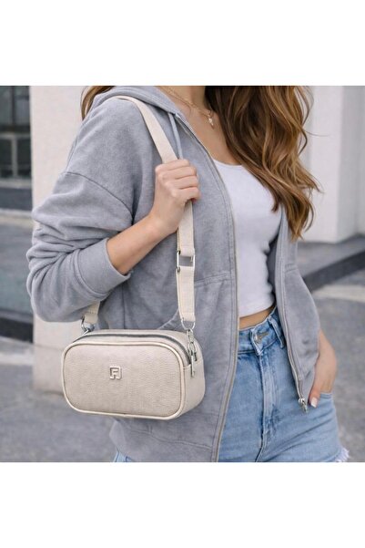 LOUİSA Krem Rengi Çift Gözlü Omuz Çantası