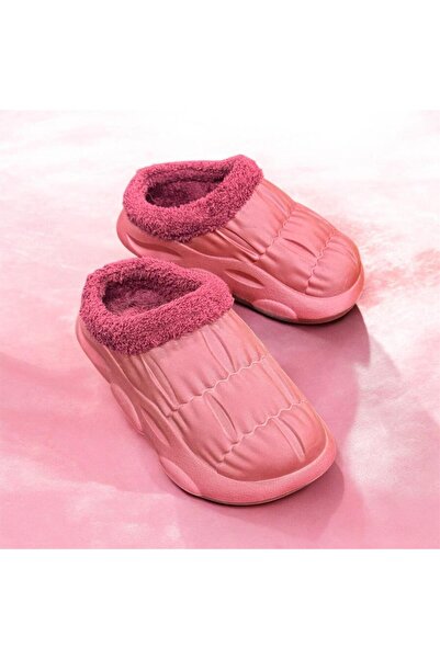 AkınalBella Unisex Burgundy Fur-Lined Ultrasoft Non-Slip Sole Home Office Sli...