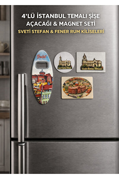 onyyapim 4-Piece Istanbul Themed Bottle Opener & Magnet Set |   Sveti Stefan & Fener Greek Churches