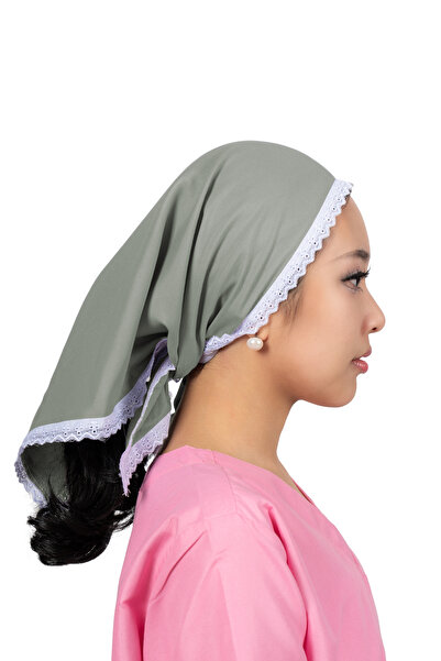 ABSHIR وشاح مربع، قماش دانتيل أبيض ناعم، غطاء رأس/مربية/جليسة أطفال/خادمة منز...