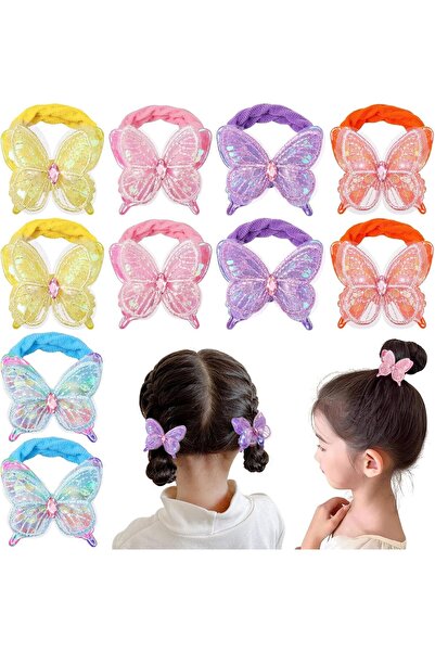 KASTWAVE 10 ربطات شعر لامعة على شكل فراشات للبنات الصغيرات والرضع