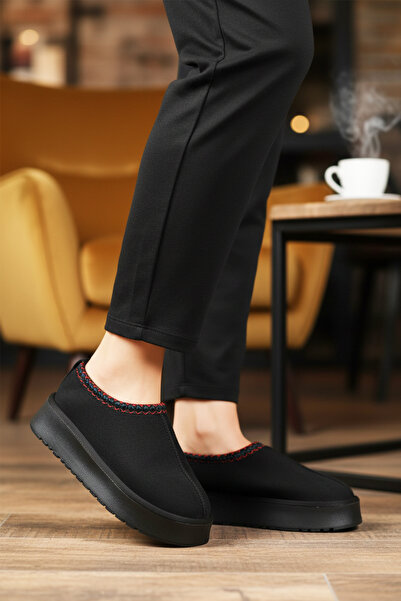 WALKWAY Ayakmod U-50 Black Women's Casual Shoes with Fur Inside