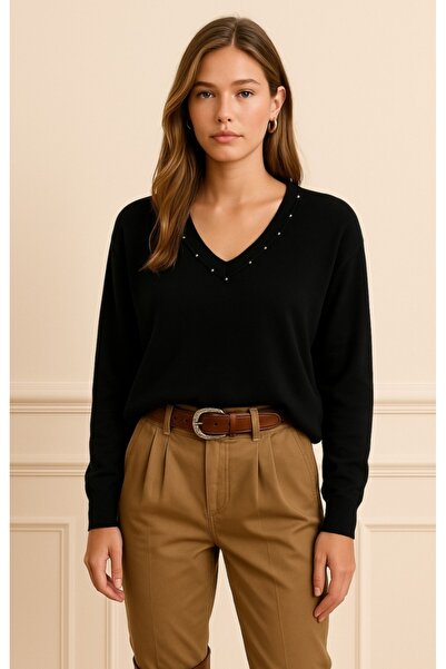 Okçu Tricot Bluse with Collar Detail