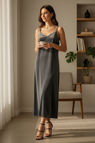 RANDOM Kadın Lyocell Çapraz Askı Sırt Detaylı Elbise