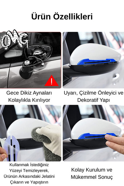 Privo Car Mirror Crash Protector Colorful Reflective Strip – Side Mirror Protection Tape (1 Pair)