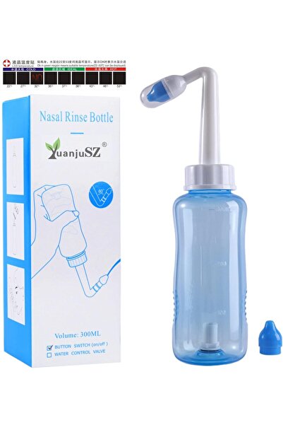 Generic زجاجة غسل الأنف، أداة تنظيف الجيوب الأنفية بتدفق ضغط للغسل، مع مقياس حرارة لاصق