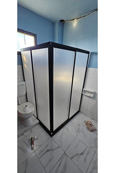 Emirdus Kare Siyah zebra desen mika cam duşakabin