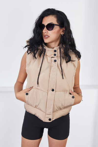 FEMİNEER.com Stringed Snap Fastener Sports Vest