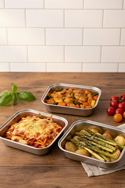 GUGGA Stilo - 3'lü Fırınlanabilir Paslanmaz Çelik Kase Güveç Tabak 650 ml