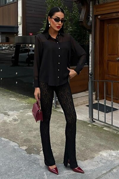 Wear Up Transparent Detailed Flowing Shirt 3427