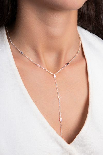 Elika Silver 925 Ayar Gümüş Renkli Göz Model Y Kolye