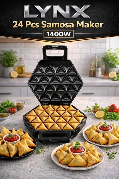 LYNX Professional Samosa Maker 24 Slot Non-Stick Plates Fast Heating LY-SM-4079