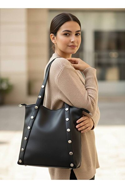 wikidayss Women's Staple Detailed Large Shoulder Bag